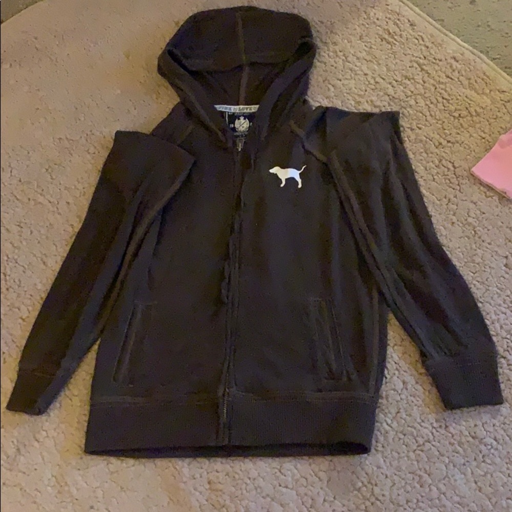 Brown Pink peace full zip up hoodie